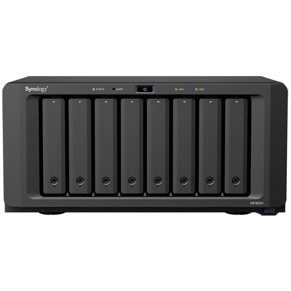 Servidor Nas Storage Synology DiskStation DS1825+ AMD Ryzen V1500B de 2.2GHz / 8 Baias / USB 3.2 / LAN