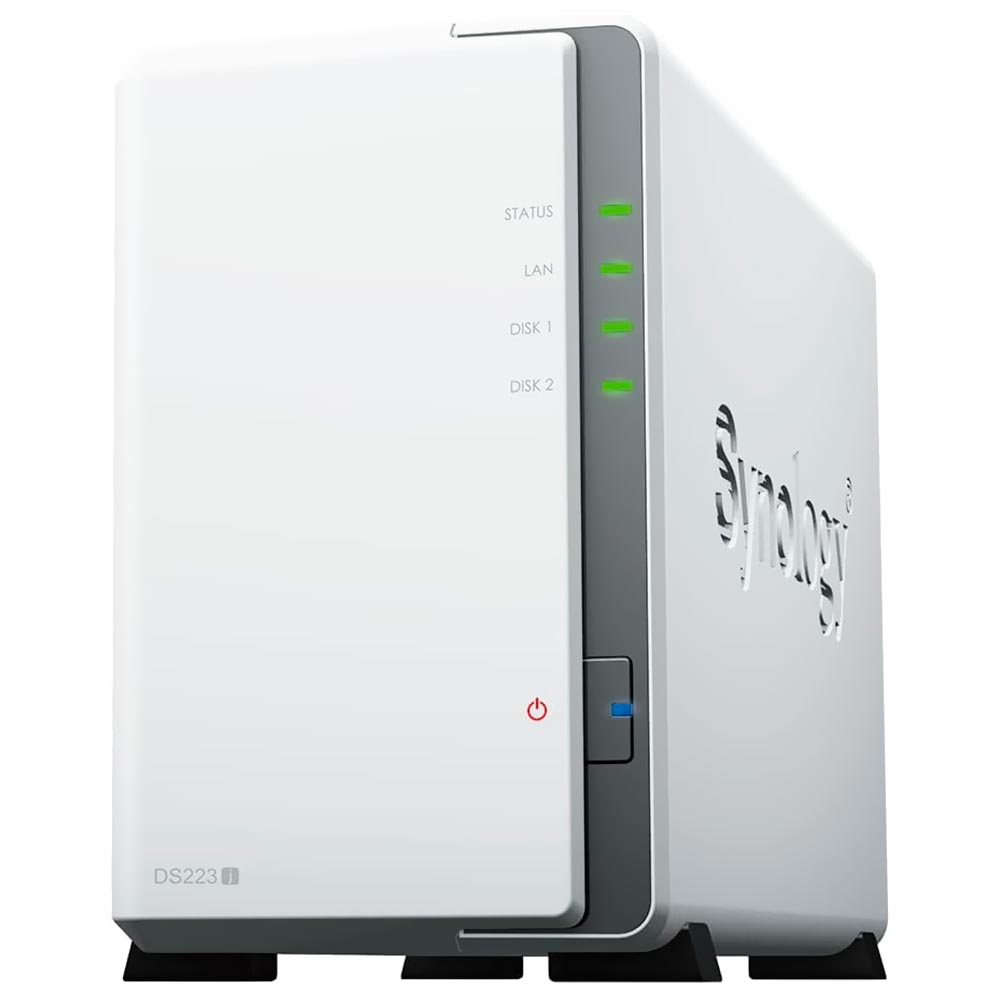 Servidor Nas Storage Synology DiskStation DS223J Realtek RTD1619B de 1.7GHz / 1GB de RAM / 2 Baias / USB / LAN - Branco