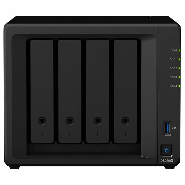 Servidor Nas Storage Synology Disktation DS920+ Intel Celeron J4125 / 4GB de RAM / 4 Baias / USB / LAN - Preto
