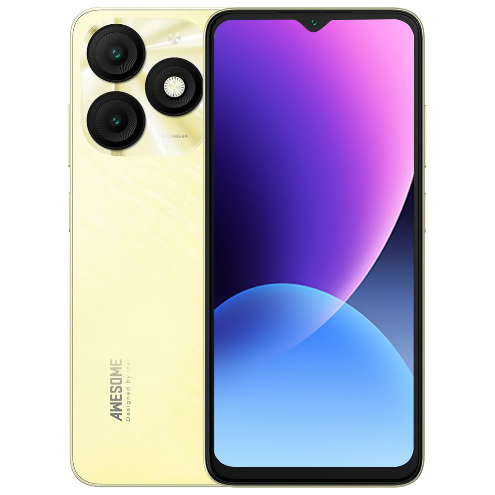 Celular Itel A50 A667LP 3GB de RAM / 64GB / Tela 6.6" / Dual Sim LTE - Shimmer Dourado (Anatel)