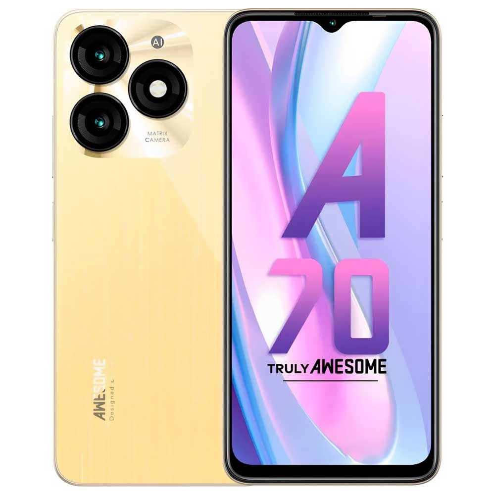 Celular Itel Awesome A70 A665L 4GB de RAM / 128GB / Tela 6.6" / Dual Sim LTE - Brilliant Dourado