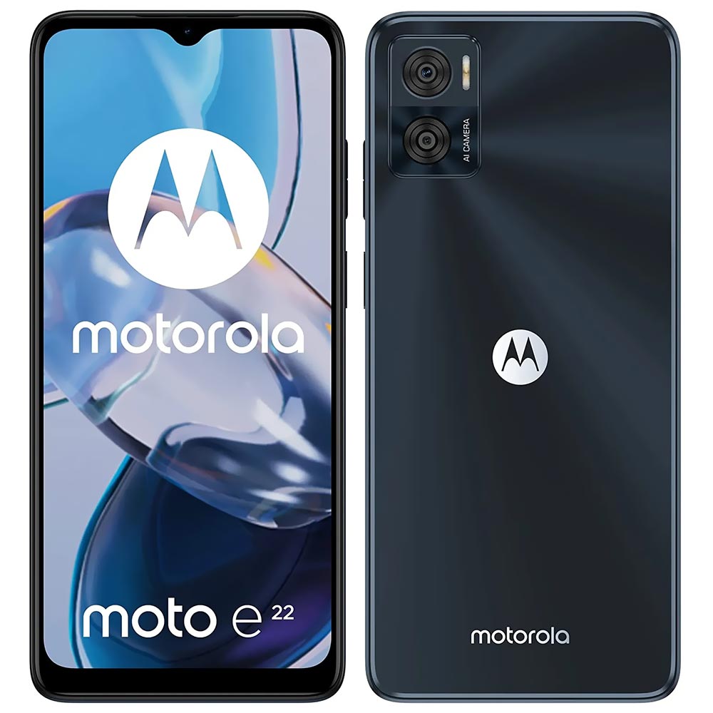 Celular Motorola E22 XT2239-6 4GB de RAM / 64GB / Tela 6.5" / Dual Sim LTE - Astro Preto