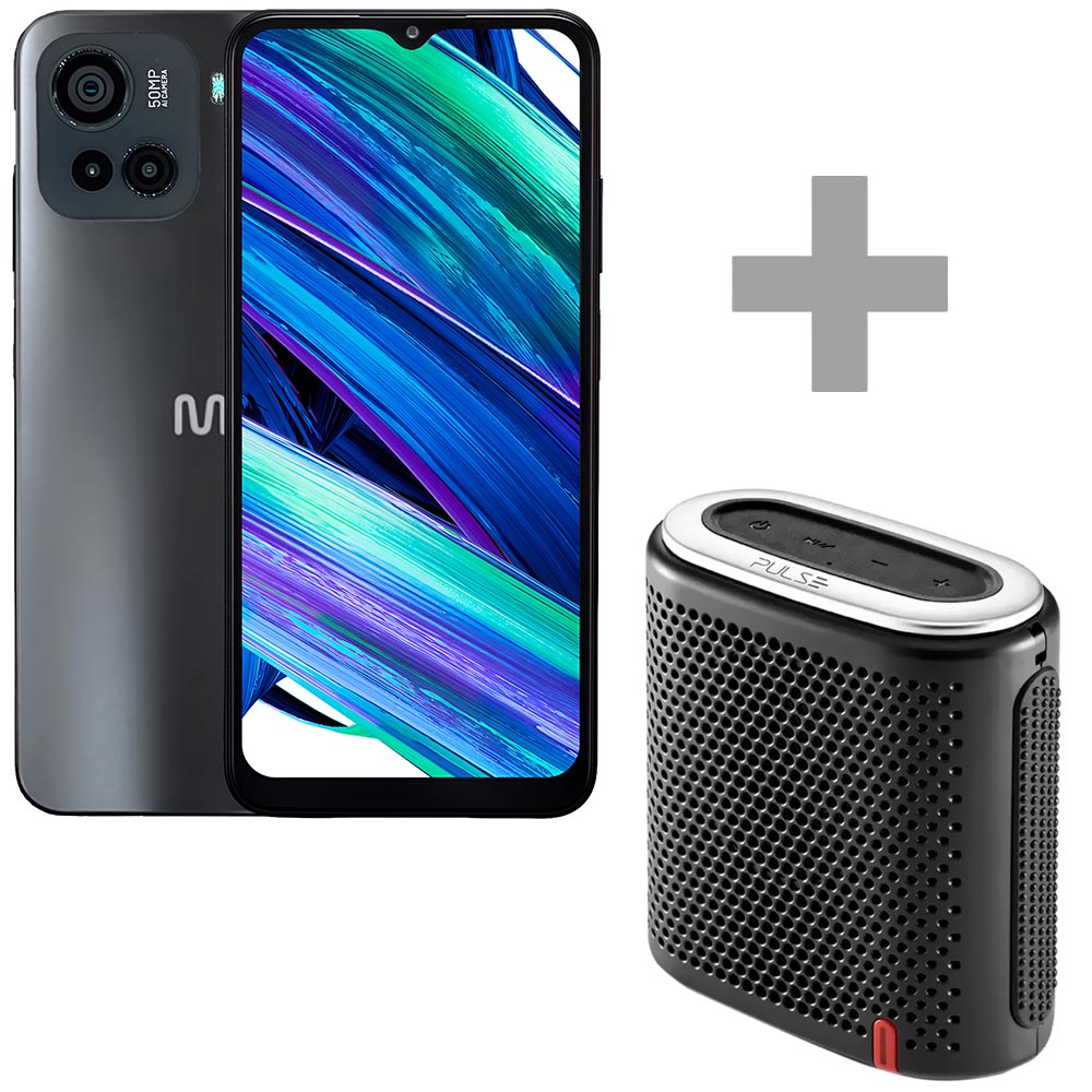 Celular Multilaser M23 Lite 4GB de RAM / 128GB / Tela 6.5" / Dual Sim LTE - Preto + Caixa de som pulse SP236