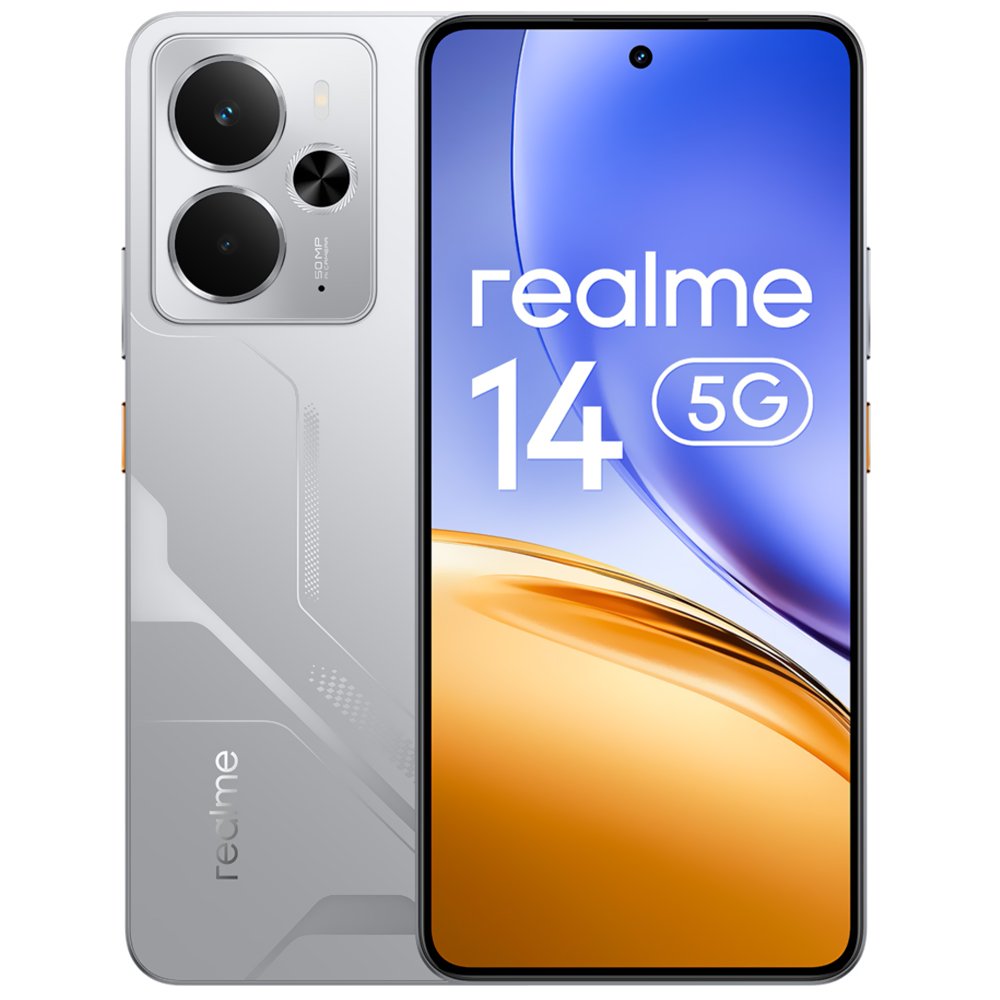 Celular Realme 14 5G RMX5070 12GB de RAM / 256GB / Tela 6.67" / Dual Sim 5G - Mecha Prata (Anatel)