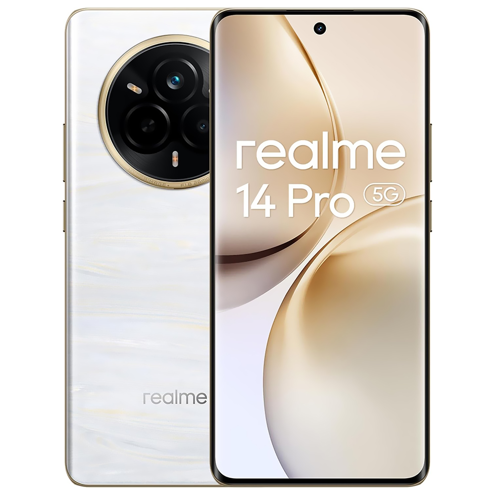 Celular Realme 14 Pro 5G RMX5056 12GB de RAM / 256GB / Tela 6.77" / Dual Sim - Pearl Branco (Anatel)