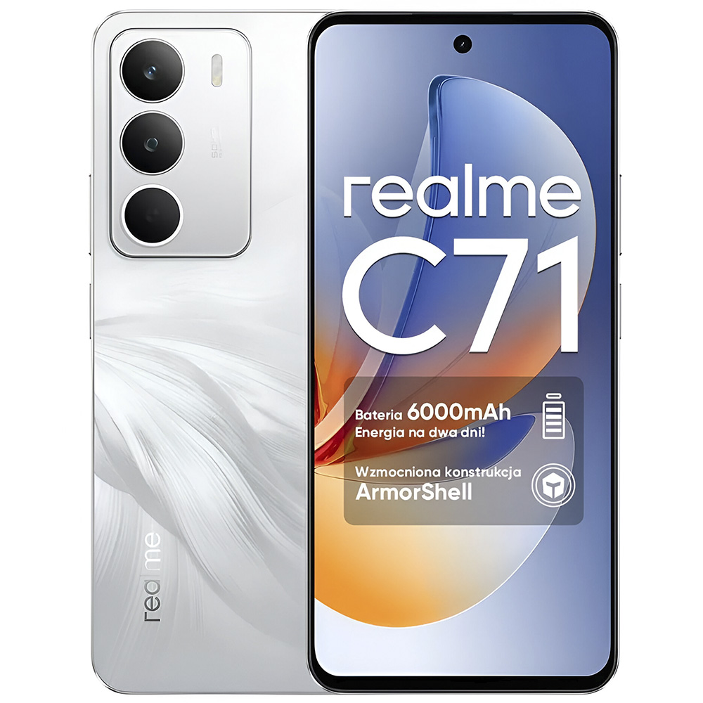 Celular Realme C71 RMX5303 8GB de RAM / 256GB / Tela 6.67" / Dual Sim LTE - Branco Swan (Anatel)