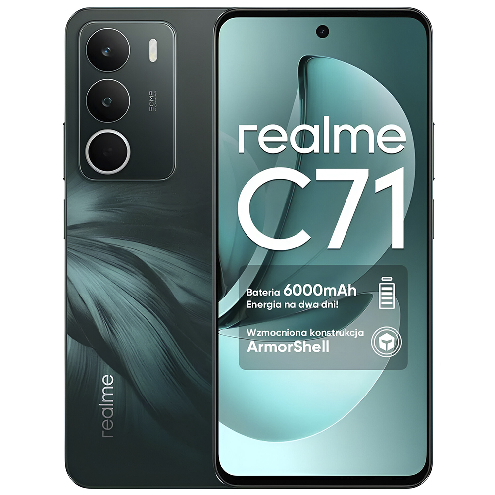 Celular Realme C71 RMX5303 8GB de RAM / 256GB / Tela 6.67" / Dual Sim LTE - Forest Owl (Anatel)