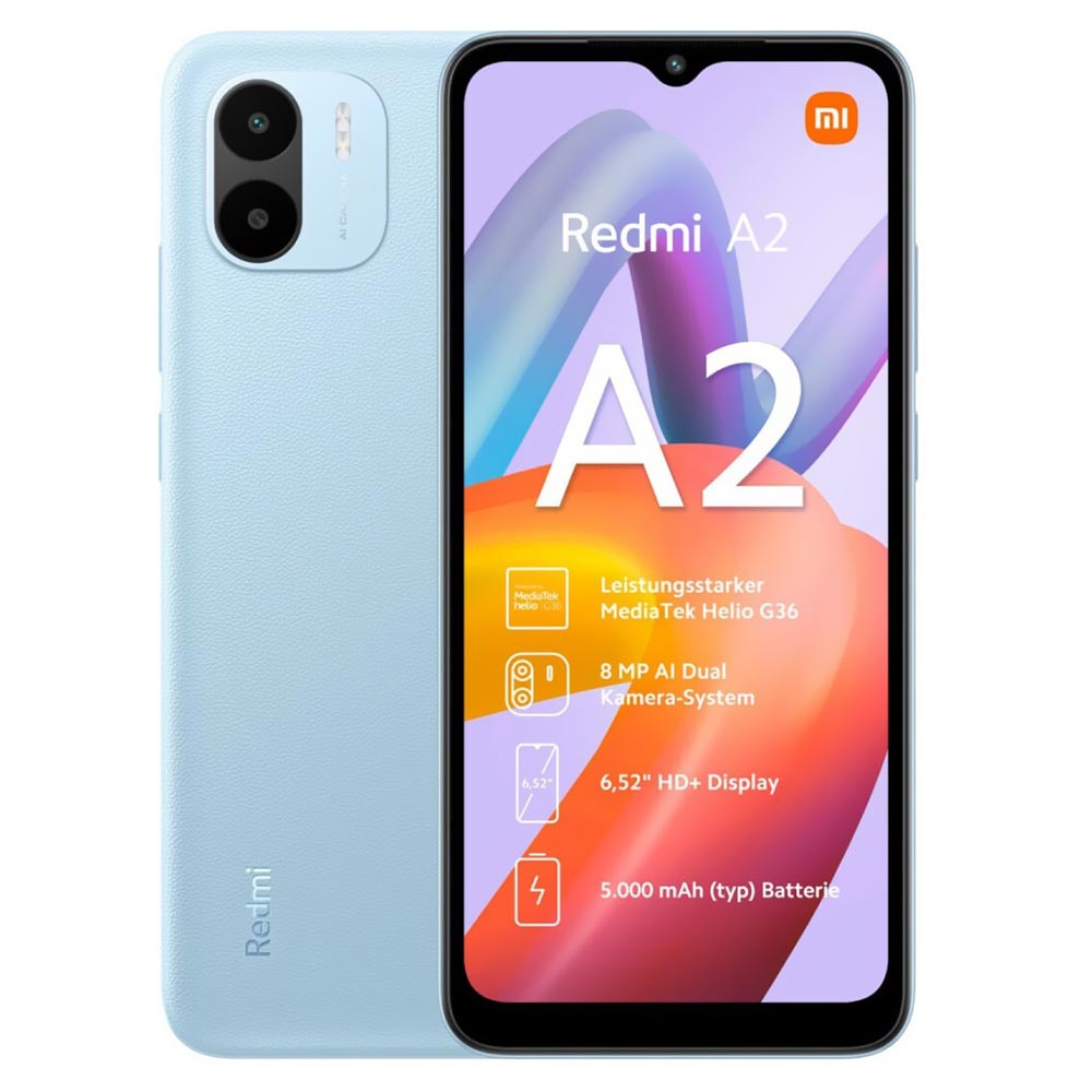 Celular Xiaomi Redmi A2 2GB de RAM / 32GB / Tela 6.5" / Dual Sim LTE - Light Azul (Global)