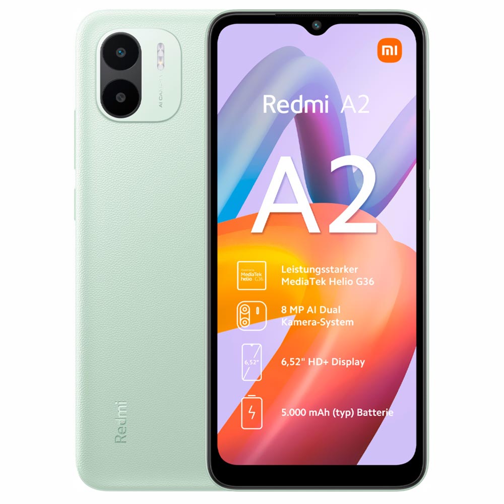 Celular Xiaomi Redmi A2 2GB de RAM / 32GB / Tela 6.52" / Dual Sim LTE - Light Verde (Global)