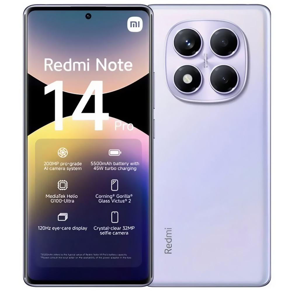 Celular Xiaomi Redmi Note 14 Pro 8GB de RAM / 256GB / Tela 6.67" / Dual Sim LTE - Aurora Roxo (Global)