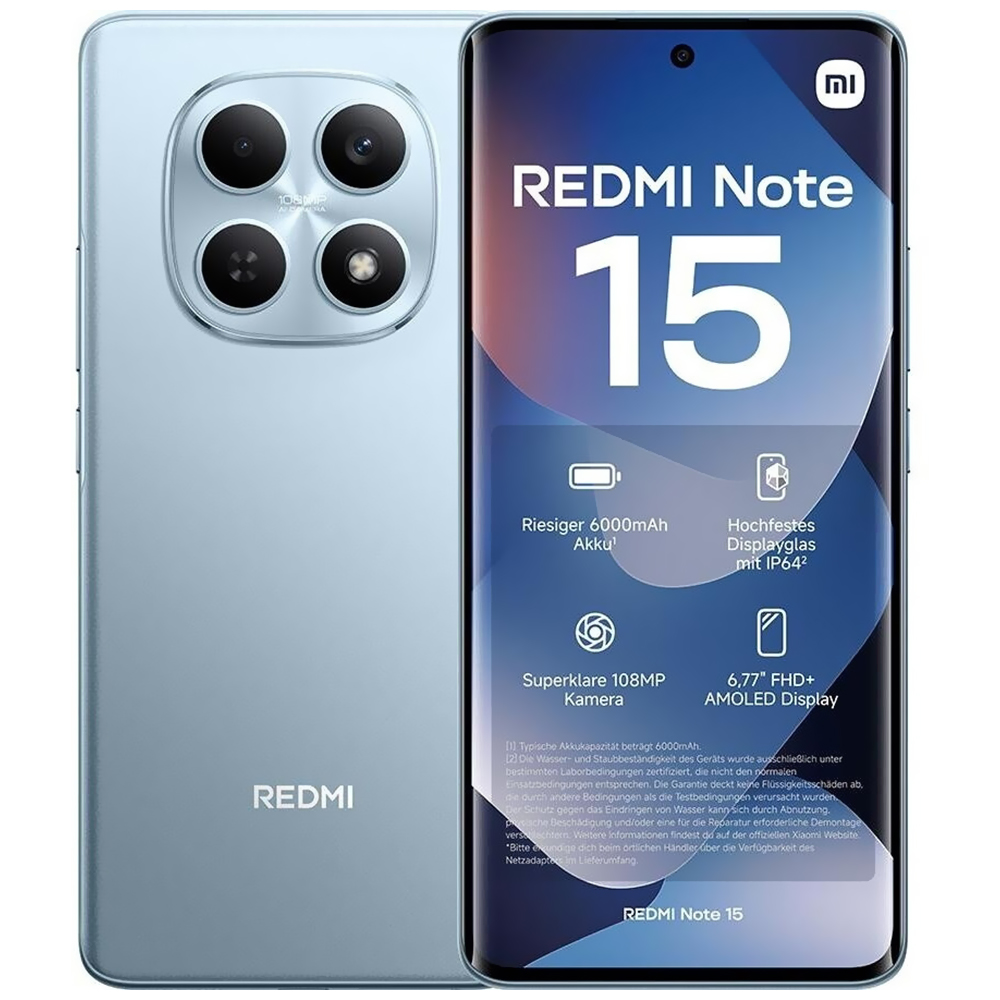 Celular Xiaomi Redmi Note 15 6GB de RAM / 128GB / Tela 6.77" / Dual Sim LTE - Glacier Azul (Global)