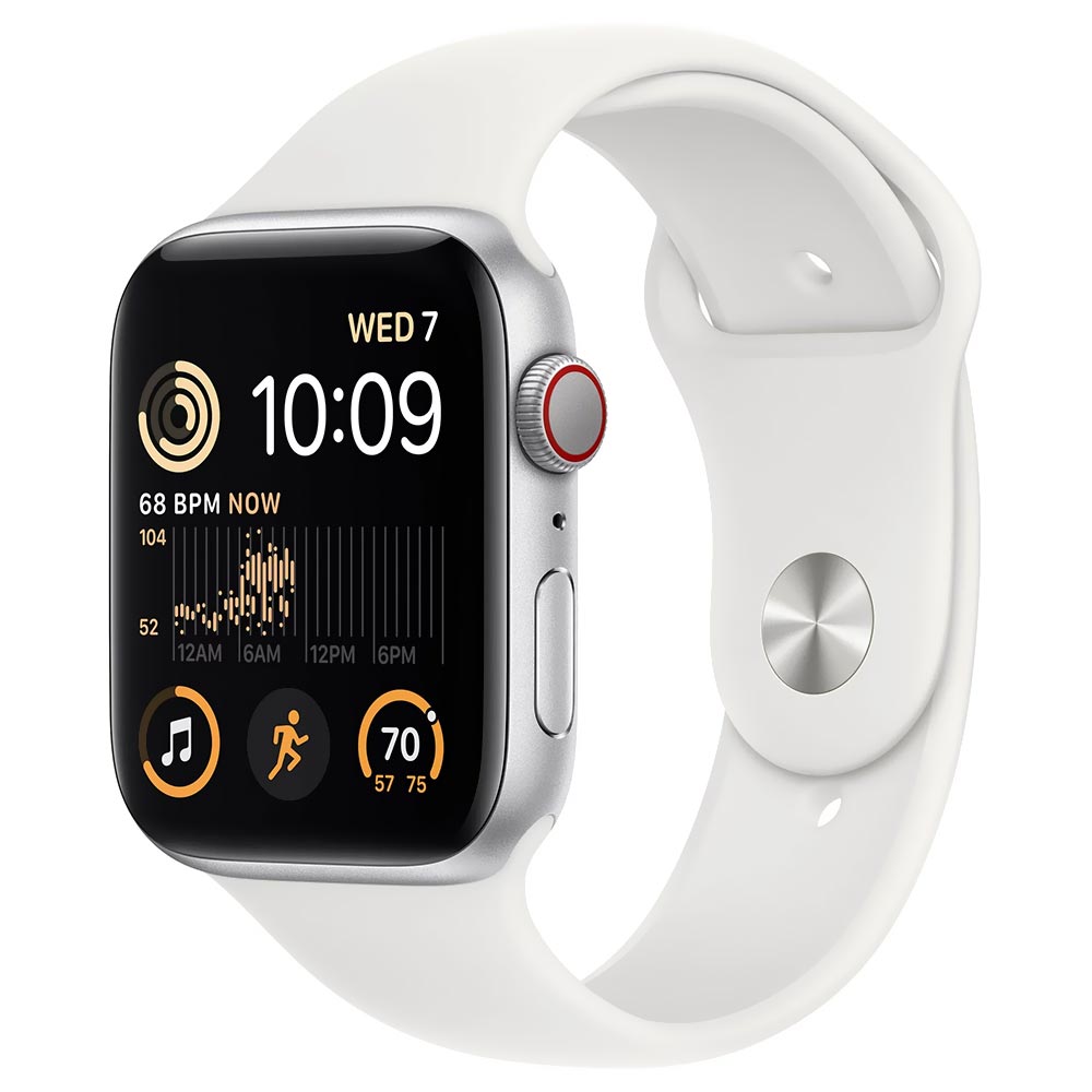 Apple Watch SE2 MNU63LL/A 44MM / M-L / GPS + Celular / Aluminium Sport Band - Silver / White