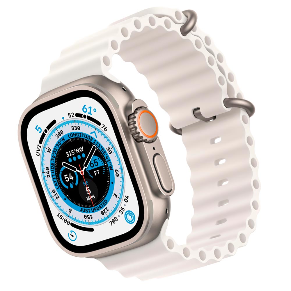 Apple Watch Ultra MNH83LL/A 49MM / One Size / Ocean Band - Titanium White
