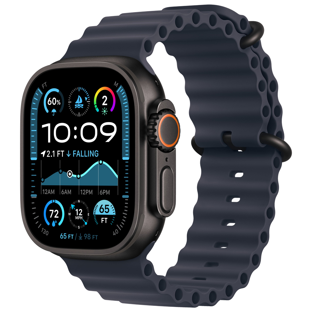 RELOGIO APPLE WATCH ULTRA2 49MM MYTC3LW/A GPS BLACK TITANIUM NAVY OCEAN BAND