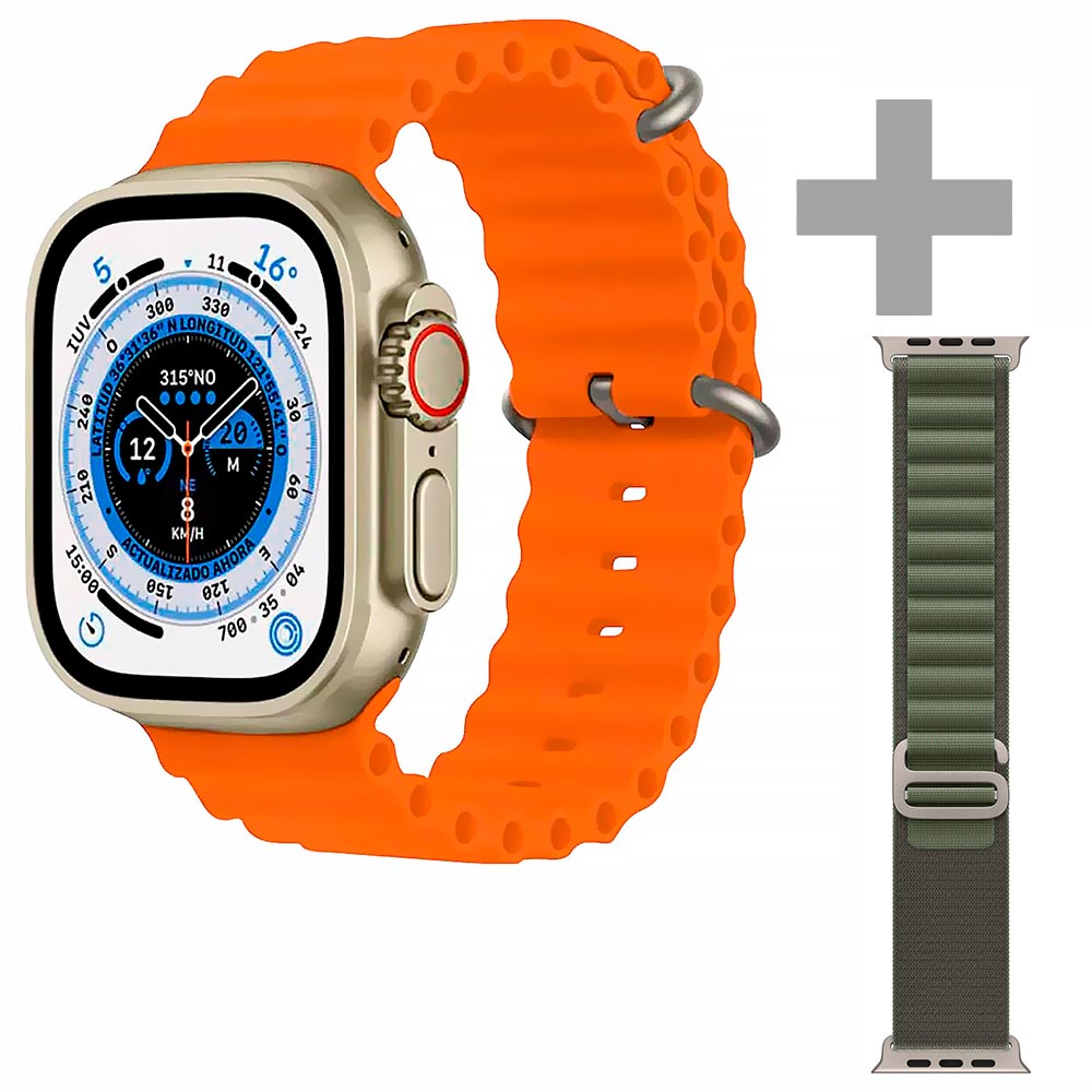 Relógio Smartwatch Blulory Glifo 9 Ultra - Laranja / Verde