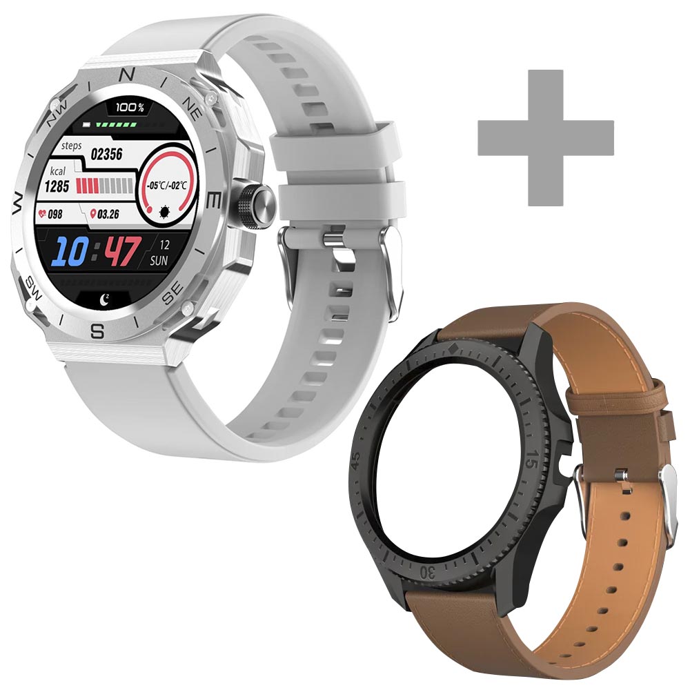Relógio Smartwatch Blulory RT - Prata / Marrom