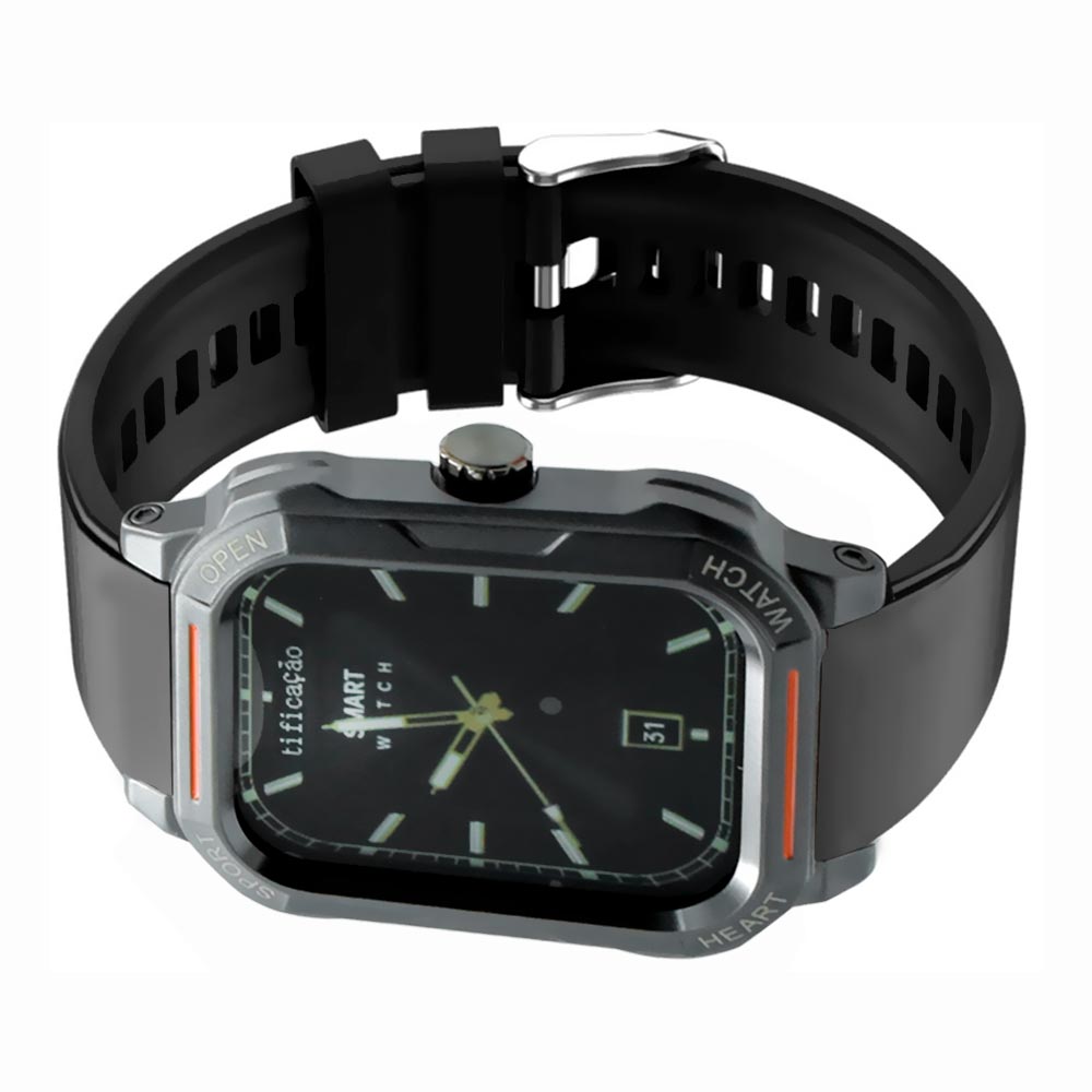 Relógio Smartwatch Blulory RTS - Preto + Malha Branco / Marrom