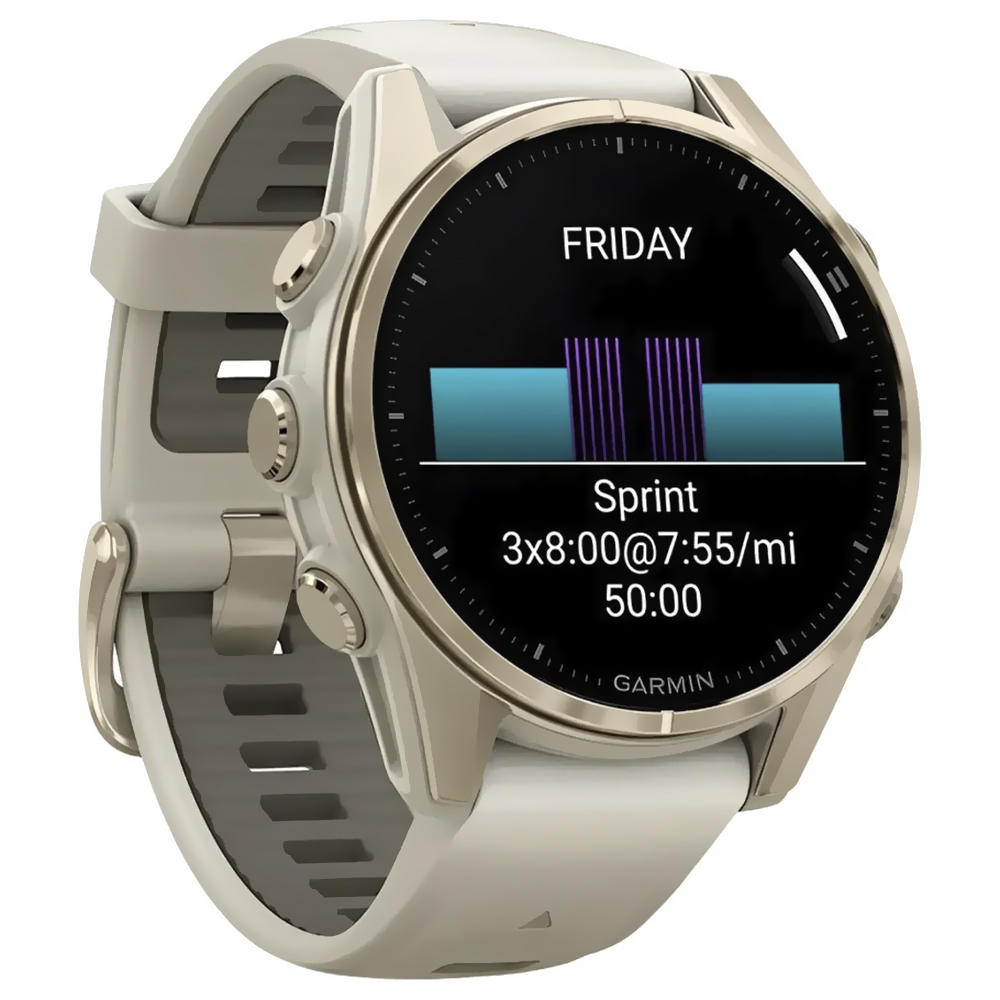Relógio Smartwatch Garmin Fenix 8 Sapphire Soft - Dourado / Beige (010-02903-10)