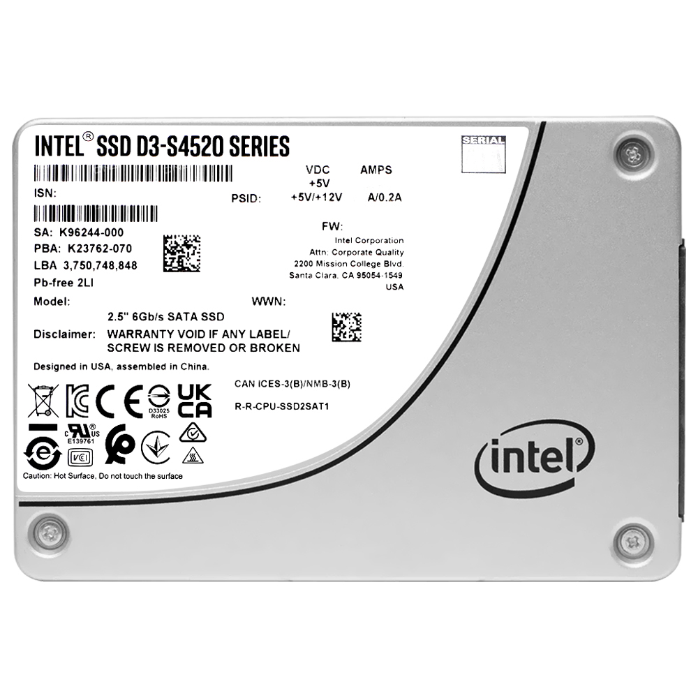 SSD Intel D3-S4520 Series 7.68TB 2.5" SATA 3 - SSDSC2KB076TZ01