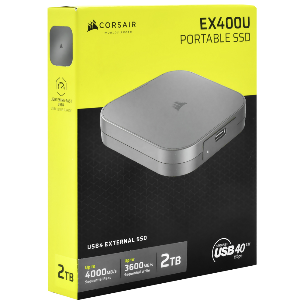 SSD Externo Corsair 2TB EX400U Portátil / USB-C 3.1 - Cinza (CSSD-EX400U2TB)