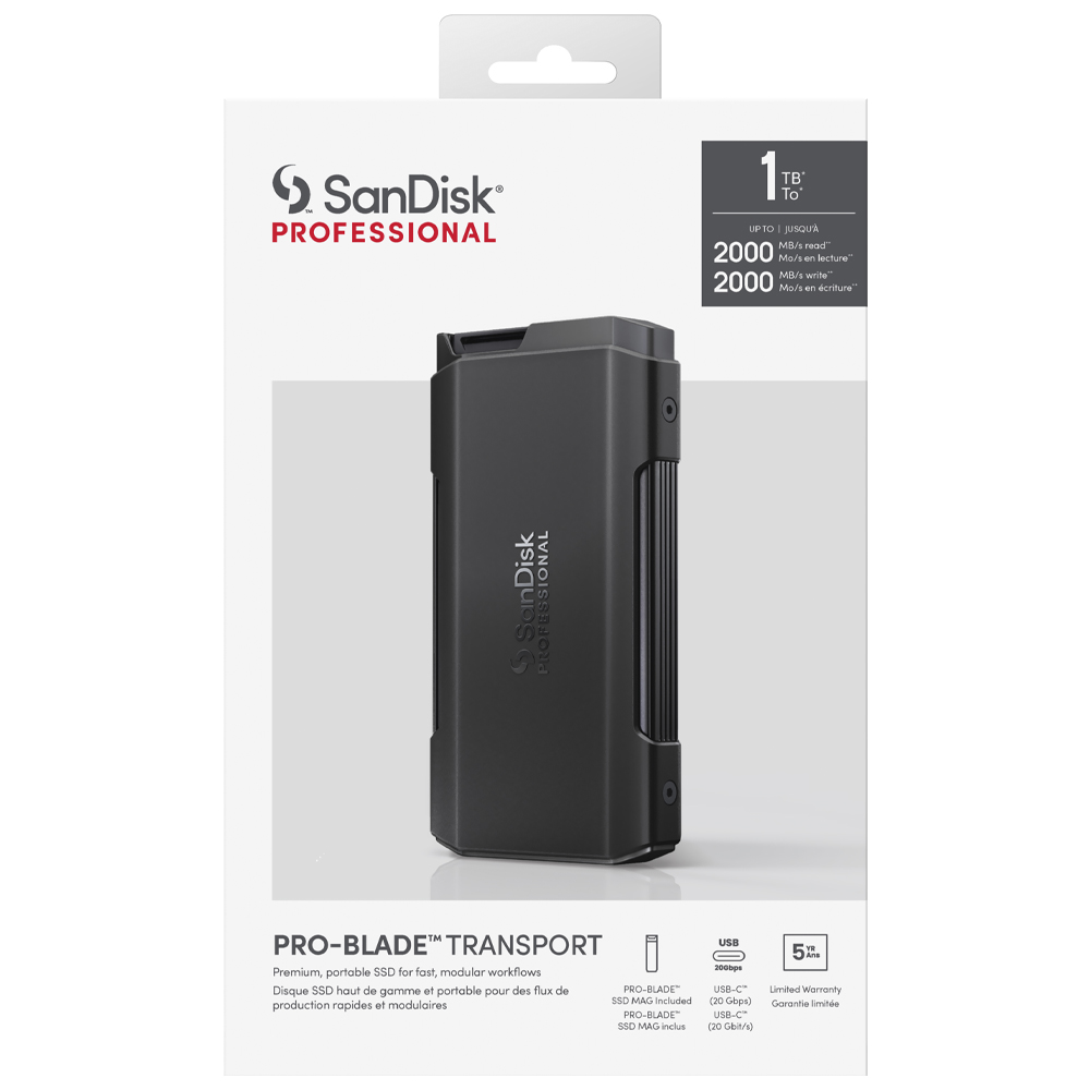 SSD Externo SanDisk 1TB Professional Pro-Blade Transport / USB-C 3.2 - Preto (SDPM2NB-001T-GBAND)