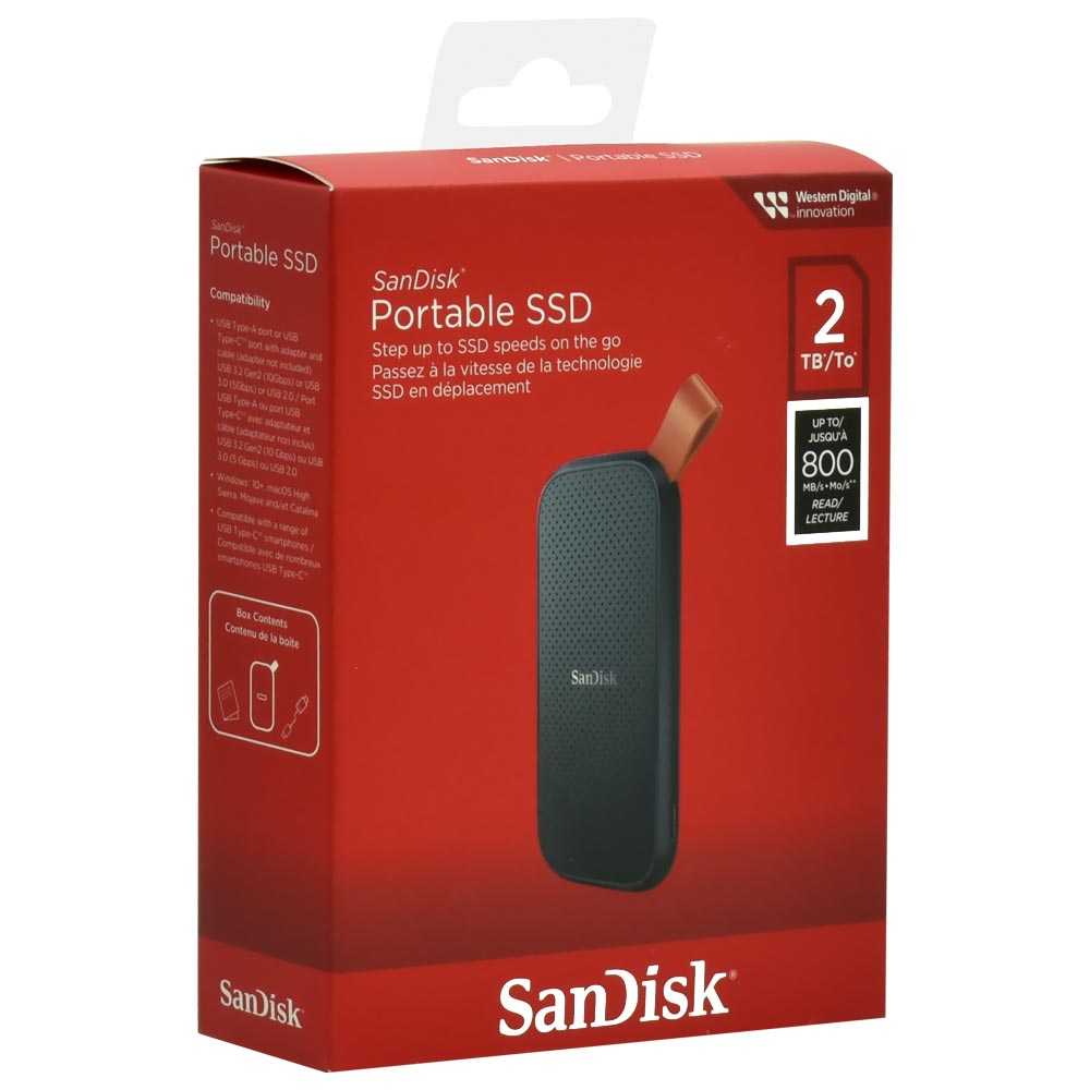 SSD Externo SanDisk 2TB Portátil - Preto (SDSSDE30-2T00-G26) no