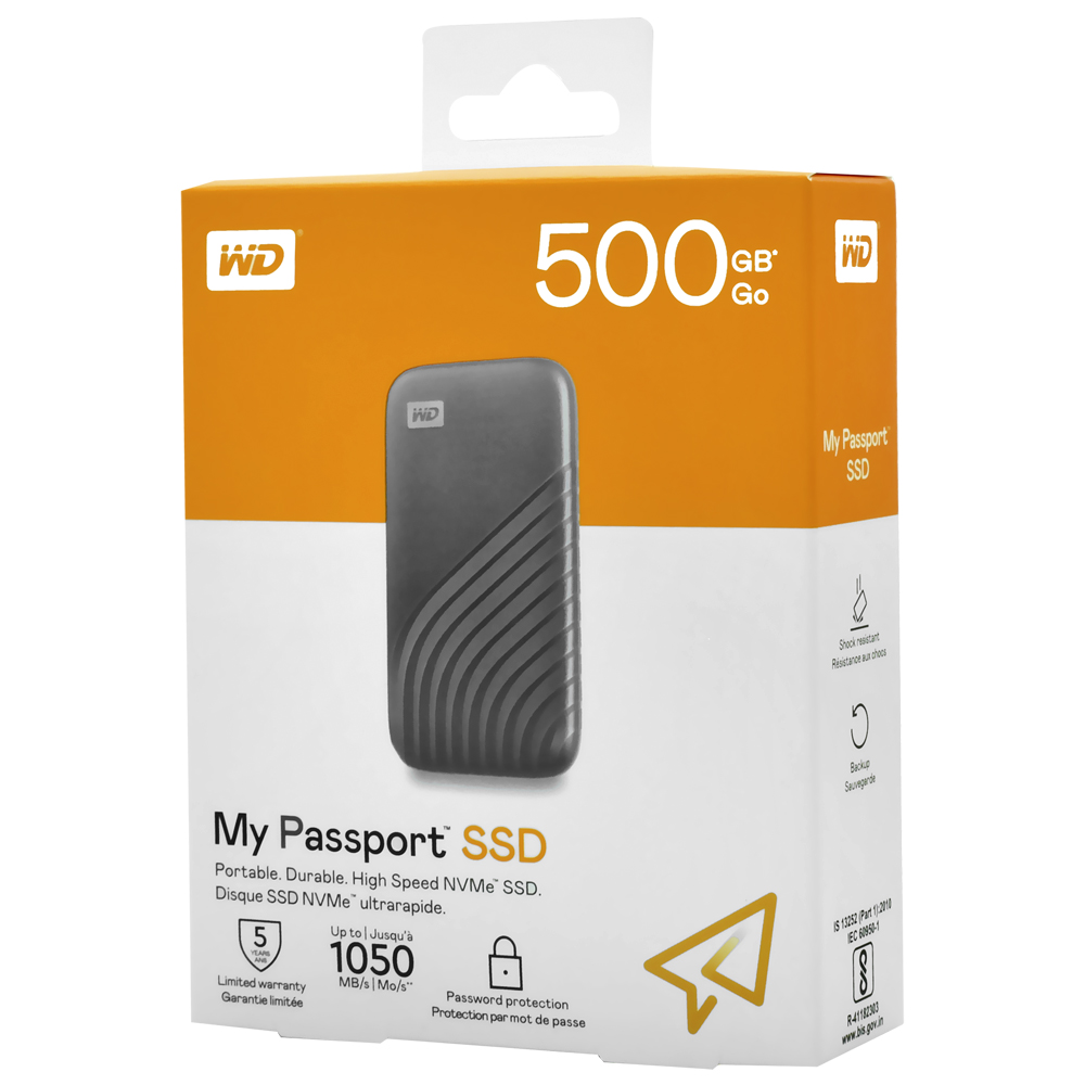 SSD Externo Western Digital 500GB Portátil WD My Passport / USB-C - Cinza (WDBAGF5000AGY-WESN)