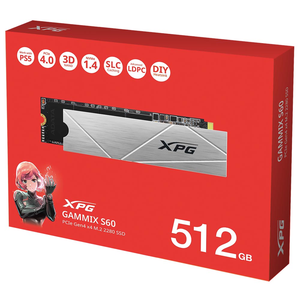 SSD ADATA M.2 512GB XPG Gammix S60 NVMe - AGAMMIXS60-512G-CS
