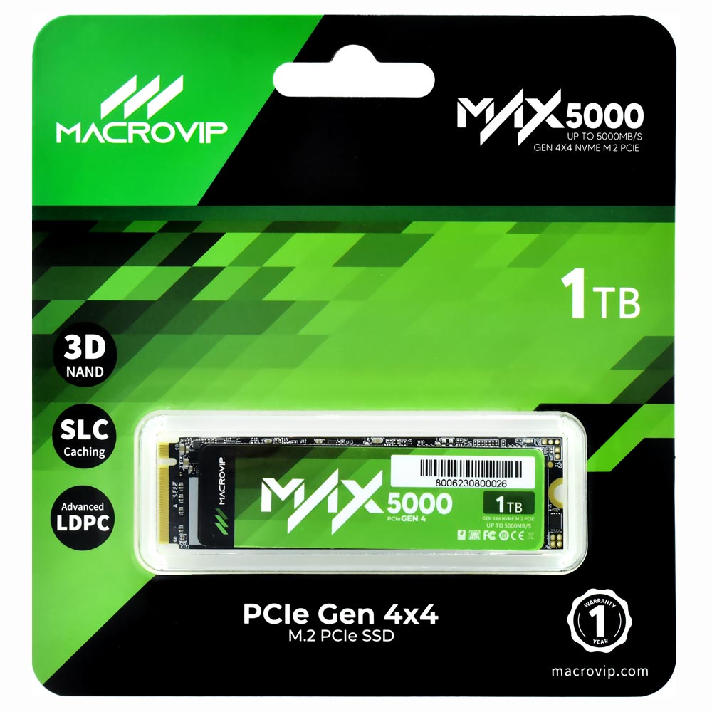 SSD Macrovip M.2 1TB MAX5000 NVMe - MVDMAX5/1TB