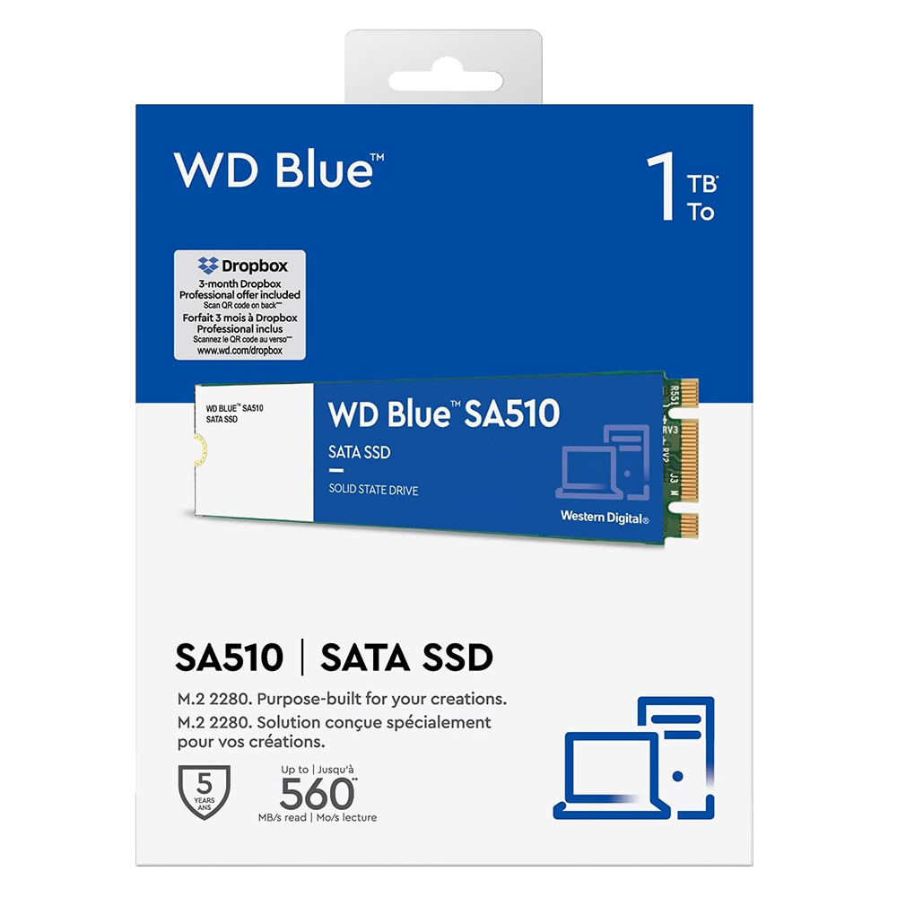 SSD Western Digital M.2 1TB SA510 Blue SATA 3 - WDS100T3B0B