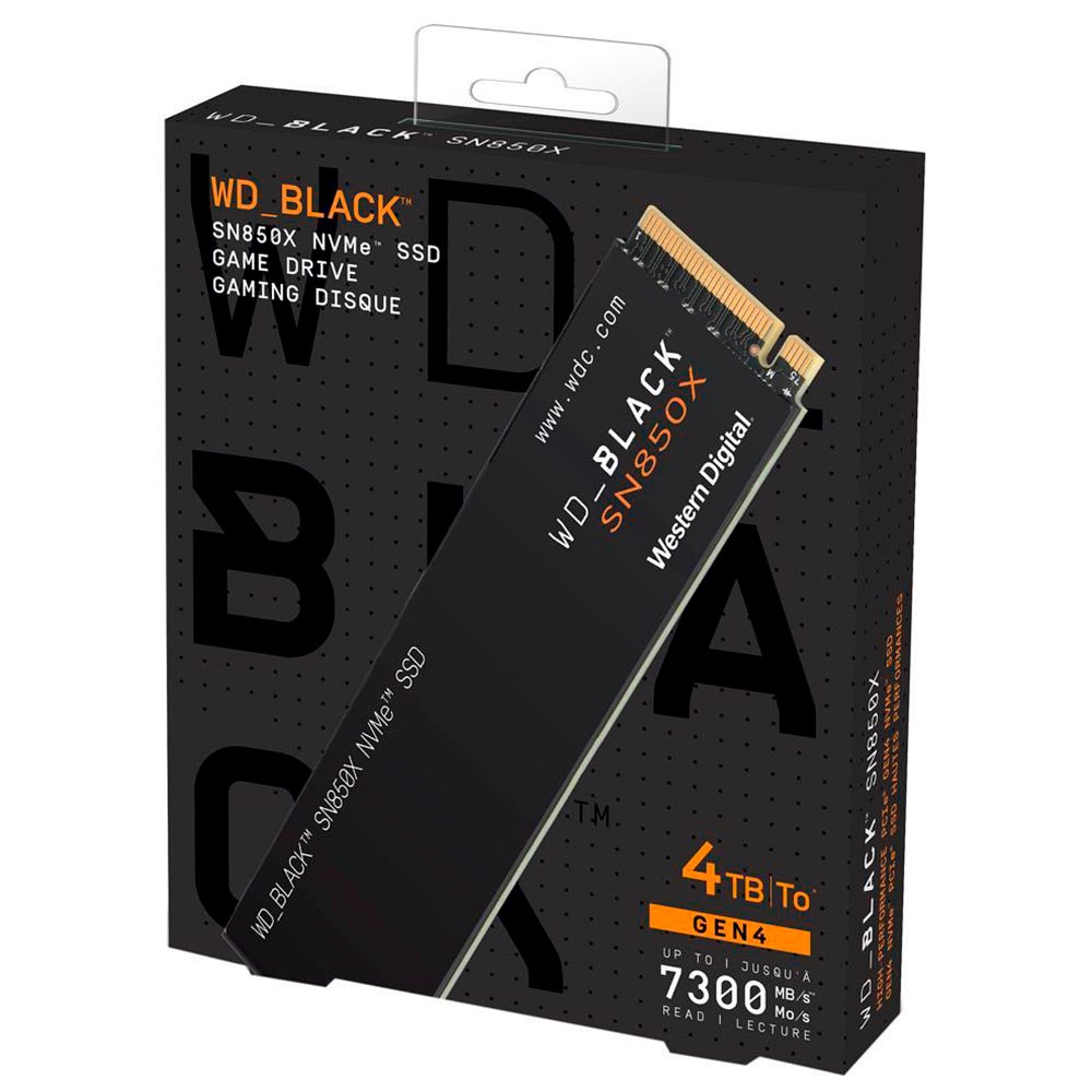 SSD Western Digital M.2 4TB SN850X Black NVMe - WDS400T2X0E-00BCA0