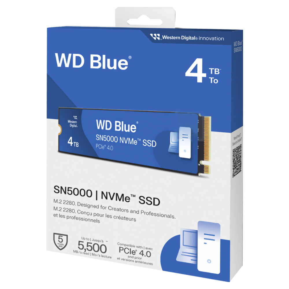 SSD Western Digital M.2 4TB Blue SN5000 NVMe - WDS400T4B0EQ