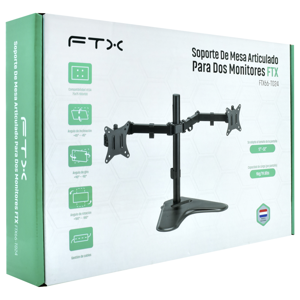Suporte de Monitor FTX FTX66-T024 17" A 32" / 9K / Articulado - Preto