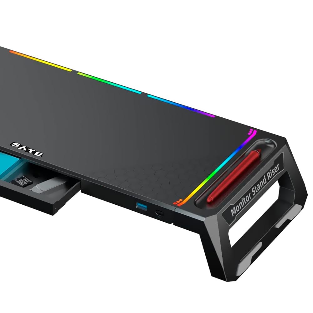 Suporte de Monitor Satellite A-CP60 Stand Multifuncional RGB - Preto