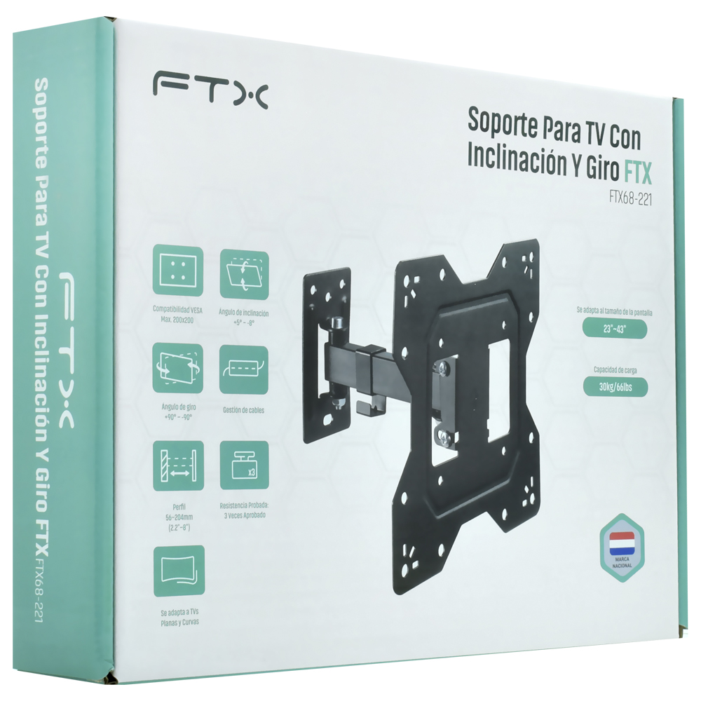 Suporte de TV FTX FTX68-221 23" A 43" / 30K / Articulado - Preto