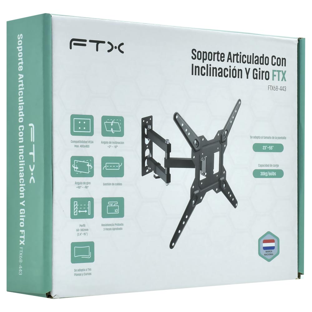 Suporte de TV FTX FTX68-443 23" A 55" / 30K / Articulado - Preto