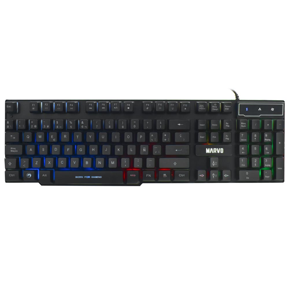 Kit Gamer Marvo CM370 Teclado + Mouse + Mousepad + Fone / RGB / Espanhol - Preto