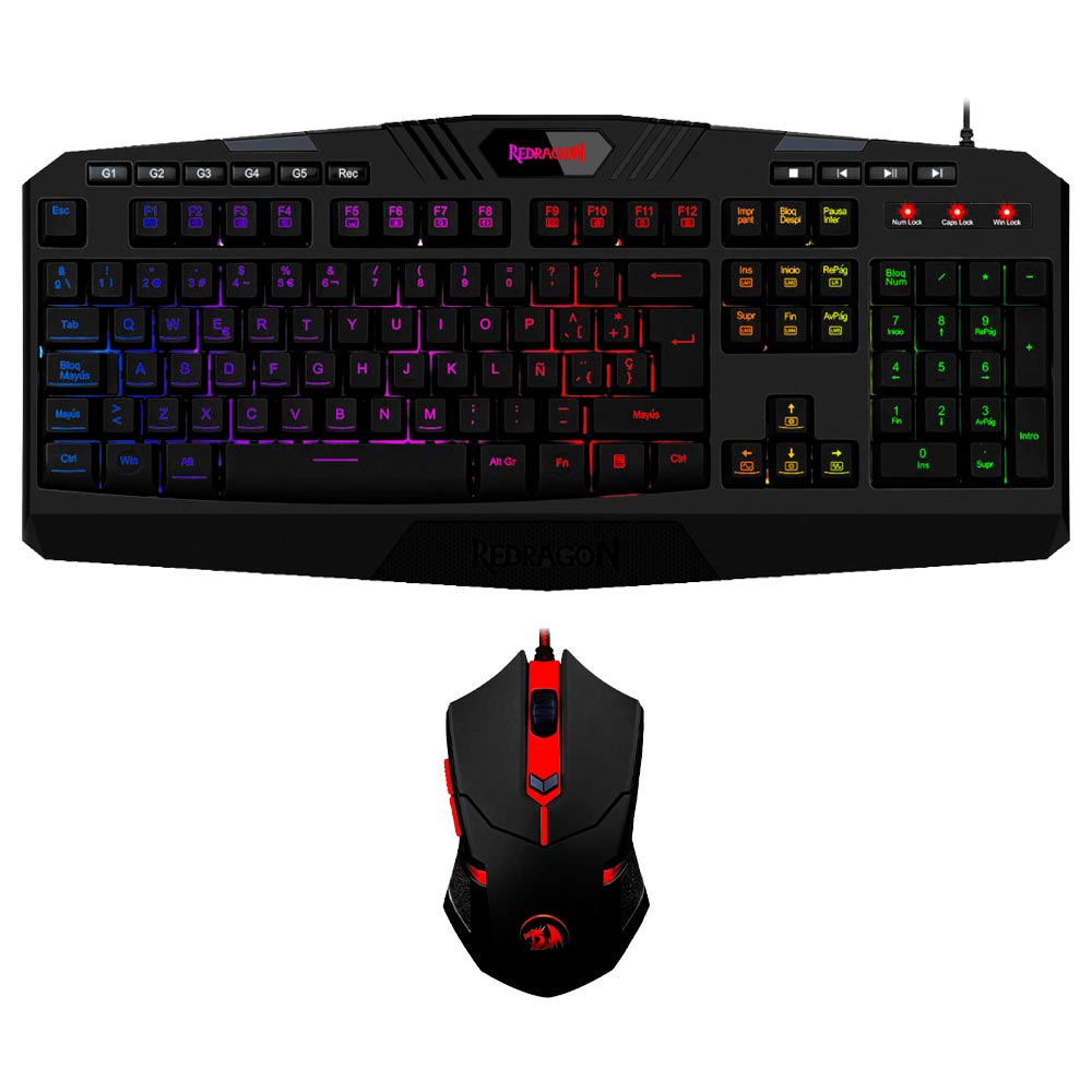 Kit Gamer Redragon Essentials S101-BA-2 Teclado + Mouse + Mousepad + Fone / RGB / Espanhol - Preto