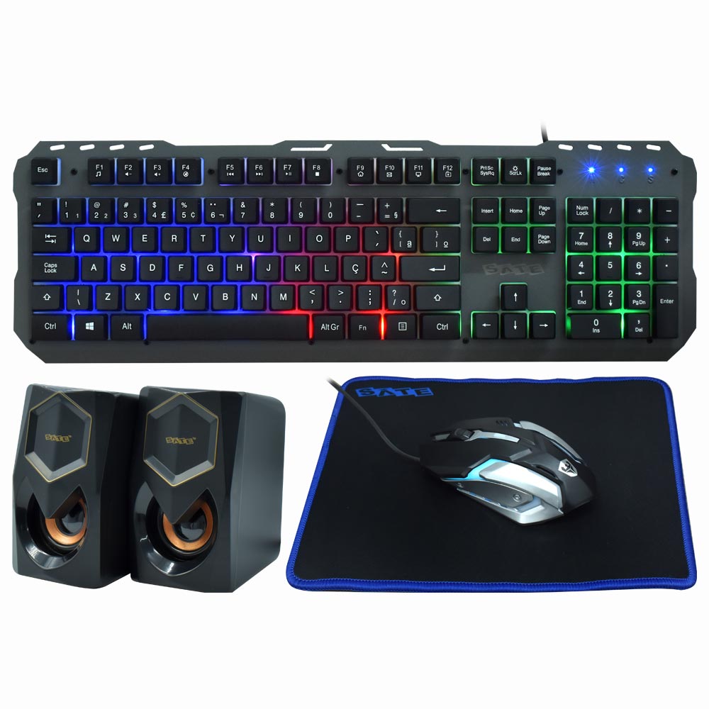 Kit Gamer Satellite GK-41 Teclado + Mouse + Mousepad + Speaker / Português - Preto