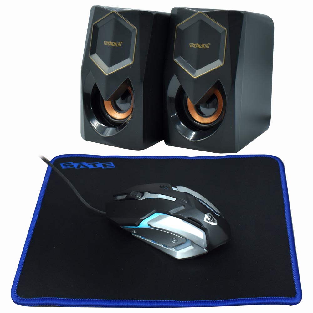 Kit Gamer Satellite GK-41 Teclado + Mouse + Mousepad + Speaker / Português - Preto