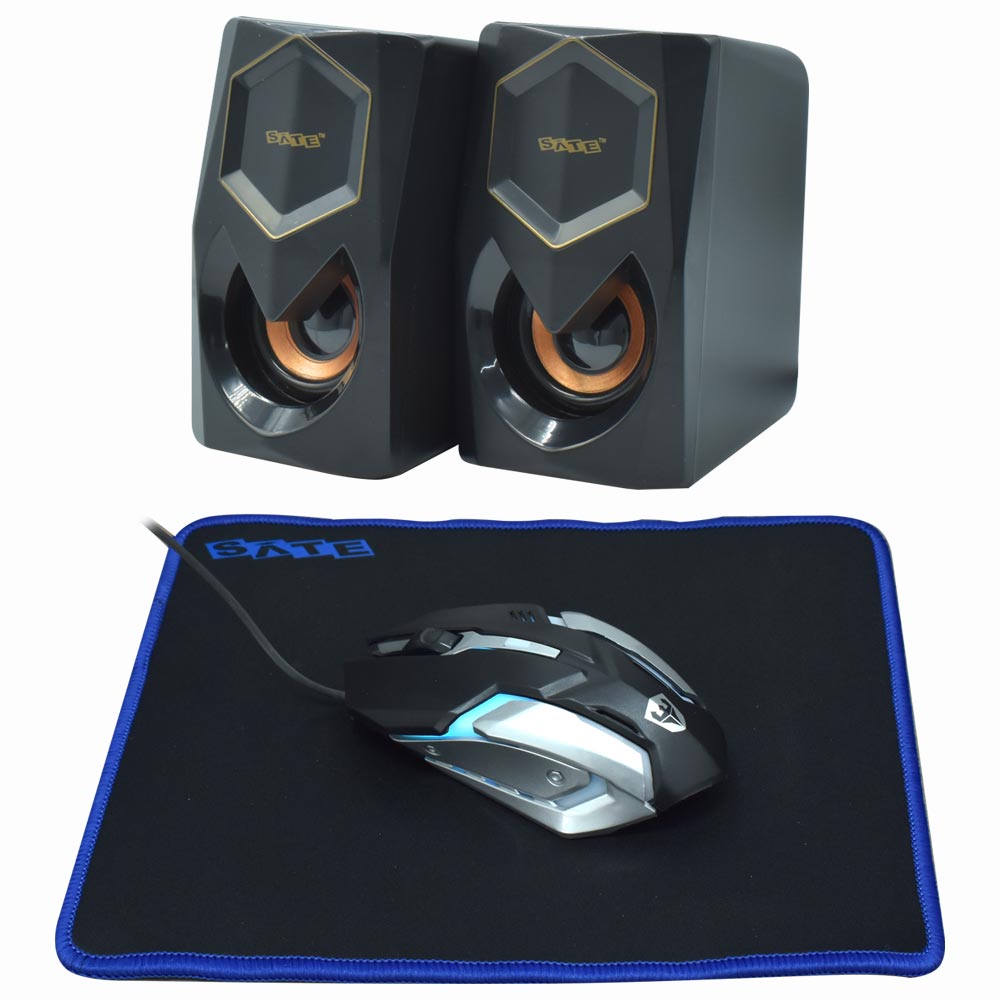 Kit Gamer Satellite GK-42 Teclado + Mouse + Mousepad + Speaker / Espanhol - Preto