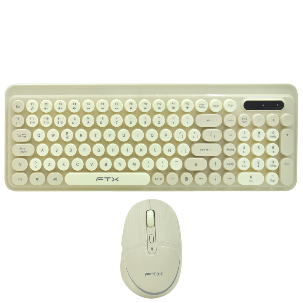 Teclado + Mouse FTX GK02 Wireless / Espanhol - Gold / Beige