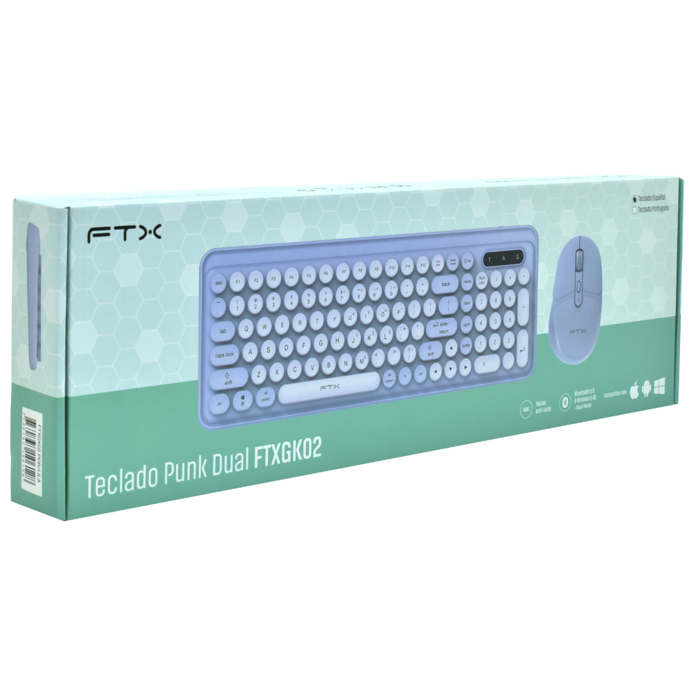 Teclado + Mouse FTX GK02 Wireless / Espanhol - Roxo