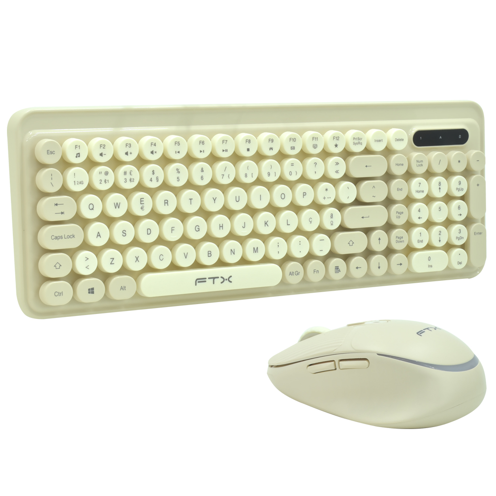 Teclado + Mouse FTX GK02 Wireless / Português - Gold / Beige