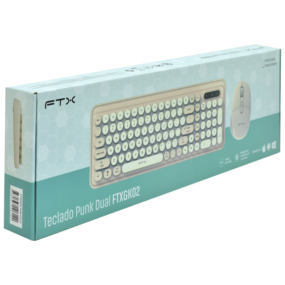Teclado + Mouse FTX GK02 Wireless / Português - Gold / Beige