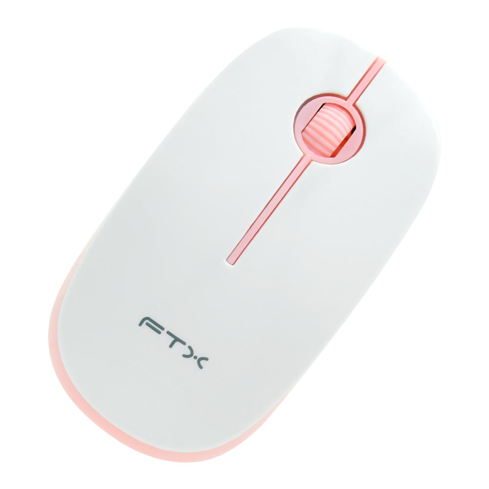 Teclado + Mouse FTX GK600 Wireless / Espanhol - Branco / Rosa