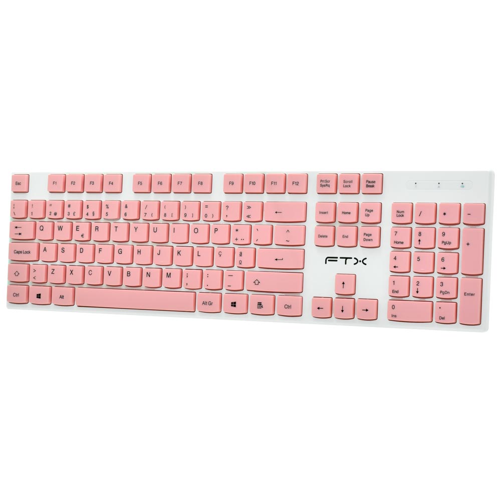 Teclado + Mouse FTX GK600 Wireless / Português - Branco / Rosa