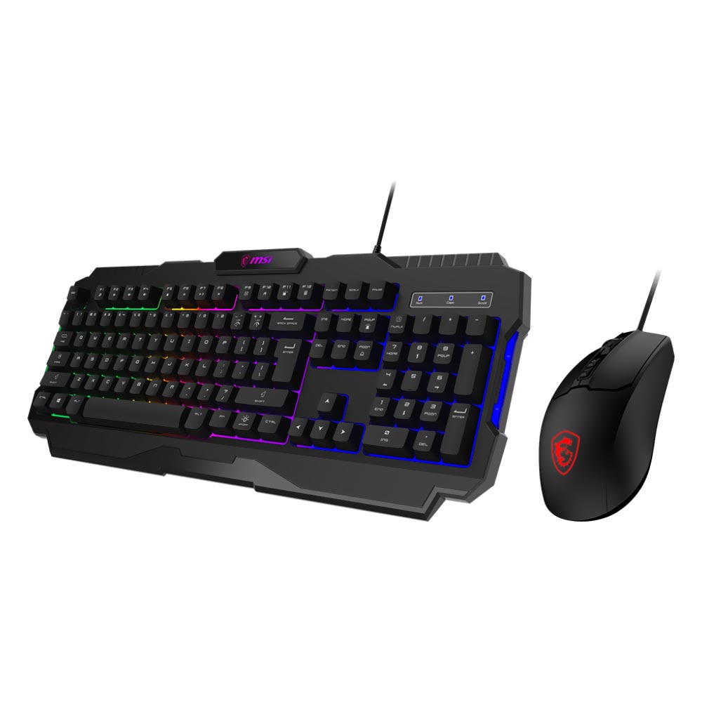 Teclado + Mouse Gamer MSI Forge GK100 Combo RGB USB / Inglês - Preto