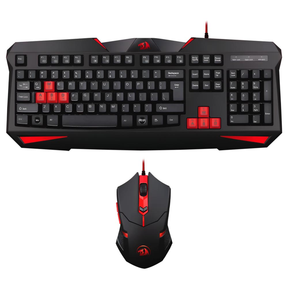 Teclado + Mouse Gamer Redragon Essentials S101-2 USB / Inglês - Preto