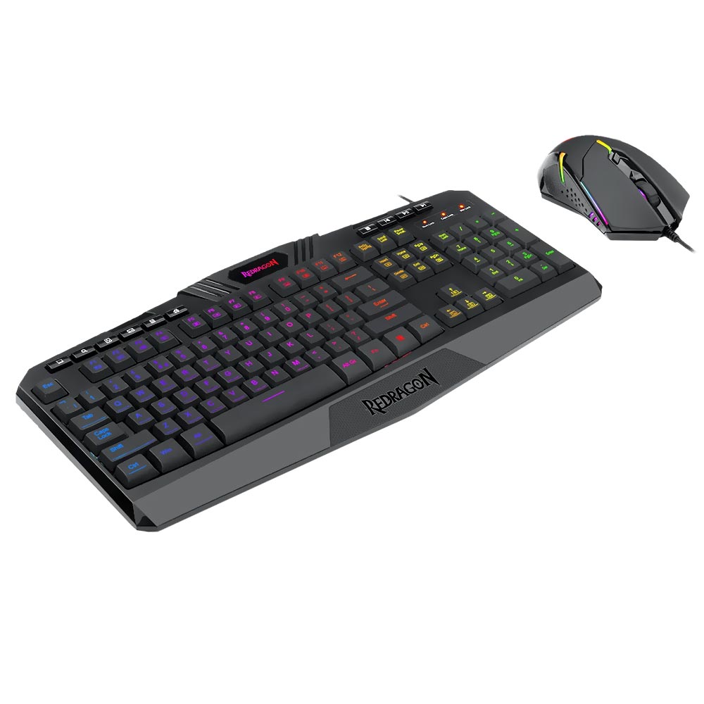 Teclado + Mouse Gamer Redragon Essentials S101-5 USB / RGB / Inglês - Preto